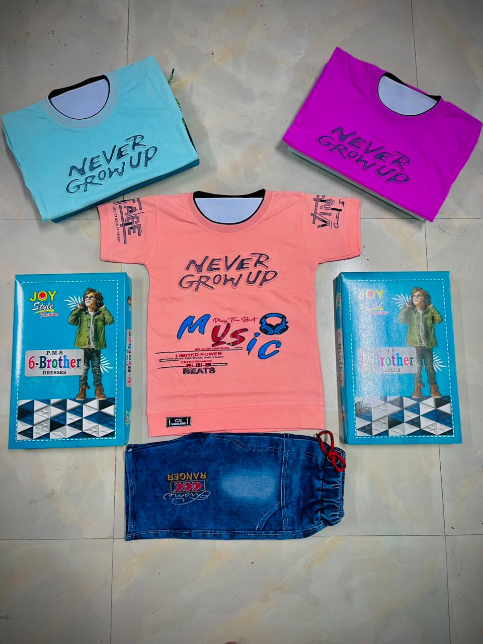 Printed T-Shirt & Denim Shorts Set of 6 pieces